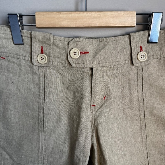 Carry‎ Women's XL Linen Blend Preppy Beach Shorts Greenish-Beige Festival Summer - Picture 3 of 13